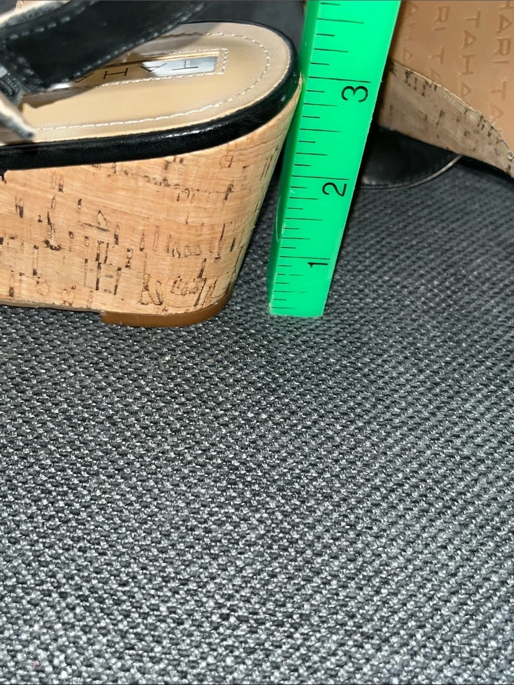 Tahari Black Leather Slingback Wedge Sandals